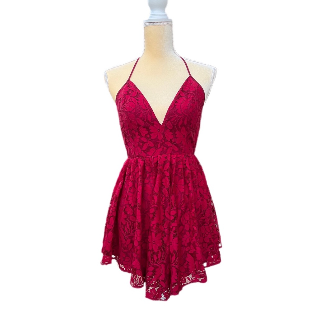 Red Backless NBD Lace Mini Dress Sz Small